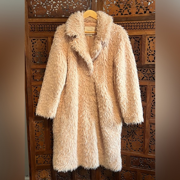 Anthropologie Pink Faux Fur Duster - Picture 2 of 6